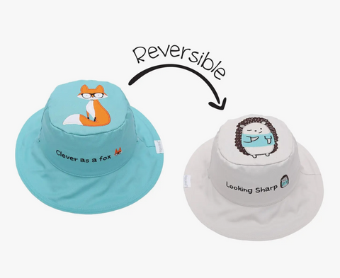 Reversible Kids' Sun Hat - Fox/Hedgehog