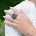 Adjustable Large Labradorite Stone Ring