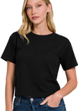 Short Sleeve Cropped Tee - Black or White (S-L)