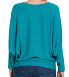 Ribbed Batwing Boatneck Sweater - Multiple Colors (S-3X)