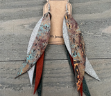 Feather Stacked Leather Earrings - Purple or Copper/Green