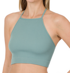 Ribbed Cropped Cami with Straight Neck (Multiple Colors)