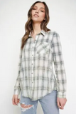 Light-Weight Plaid Shirt - Ivory with Blue/Gray or Sage (S-L)