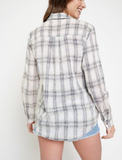 Light-Weight Plaid Shirt - Ivory with Blue/Gray or Sage (M, L)