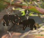 Black Bear Wood Earrings