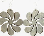 Flower Power Wood Earrings - Gray