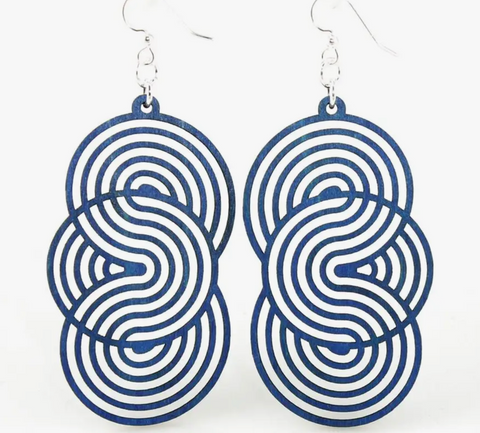 Seamless Circle Wood Earrings - Royal Blue