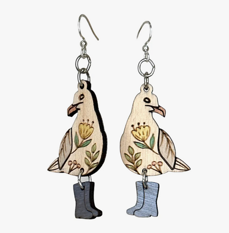 Paddington Bird Wood Earrings