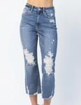 Judy Blue Cropped Distressed Straight Fit Jeans
