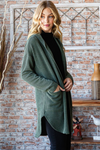 Ribbed Hooded Cardigan - Olive (S-3X)