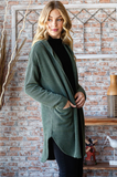Ribbed Hooded Cardigan - Olive (S-3X)
