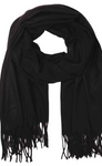 Cozy Fringed Scarf - Black