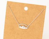 Oval Studded Mountain Range Necklace - Gold