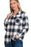 Plaid Shirt with Pocket - Navy (S-L)