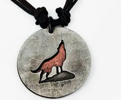 Howling Wolf Pewter Necklace
