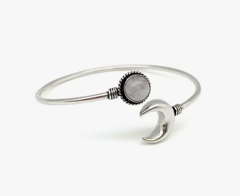 Moonstone Cuff Bracelet - Silver