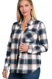 Plaid Shirt with Pocket - Navy (S-L)