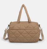 Quilted Nylon Satchel - Taupe