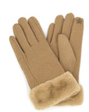 Faux Fur Cuff Gloves - Ivory or Taupe