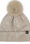 CC Sequined Beanie Hat - Black or Taupe