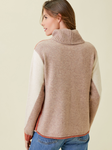Color Block Turtleneck Sweater - Rust Mix (S, M)