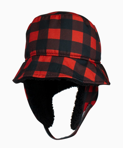 Kids Winter Buffalo Plaid Bucket Hat