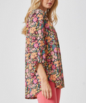 Bright Floral 3/4 Sleeve Blouse (S-3X)
