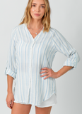 Frey Edge Shirt - Pale Blue Stripe (S, L)