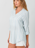 Frey Edge Shirt - Pale Blue Stripe (S, L)