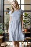 Dolman Sleeve Striped Dress - Denim/Ivory (1X-3X)