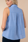 Sleeveless Woven Blouse - Denim Blue (XL)