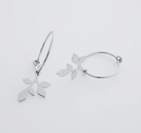 Charm Leaf Hoops - Silver