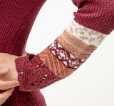 Fitted Crochet Sleeve Sweater - Burgundy (S-L)