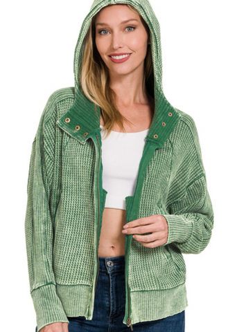 Light Waffle Hooded Jacket - Green (S-XL)