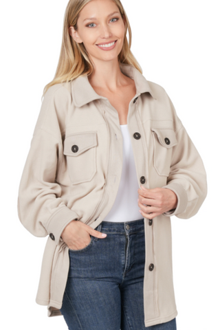 Oversized Fleece Jacket - Sand Beige or Black (S-XL)