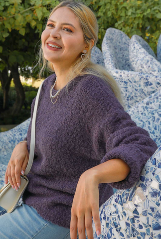 Boucle Sweater - Plum (S, L-2X)