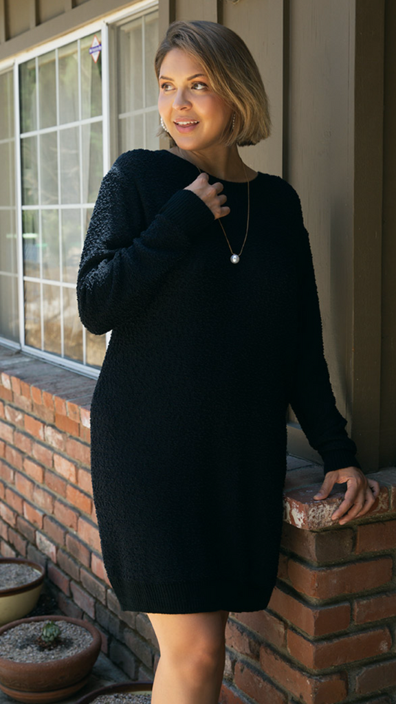 Sweater Dress - Black (M, XL, 2X) Split Branch Sweater Dress - Black (M, XL, 2X) Split Branch