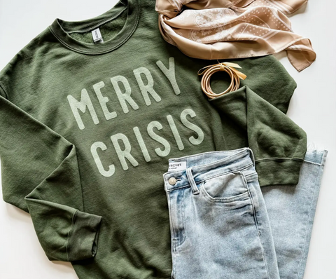 Merry Crisis Funny Christmas Sweatshirt (S-XL)