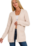 Melange Open Front Cardigan - Sand Beige (S-XL)