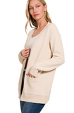 Melange Open Front Cardigan - Sand Beige (S-XL)