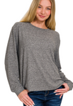 Hacci Round Neck Long Sleeve Shirt - Multiple Colors (S-3X)