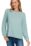 Hacci Round Neck Long Sleeve Shirt - Multiple Colors (S-3X)