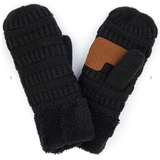 CC Knitted Mittens - Black, Charcoal, Ivory, Taupe