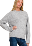 Round Neck Sweater - Heather Gray (S-L)