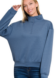 Half-Zip Scuba Pullover - Dusty Blue (S-XL)