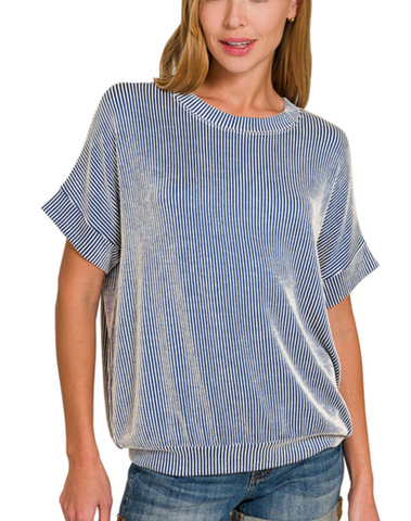 Ribbed Short Sleeve Shirt (S, M)