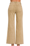 Acid Washed Cropped Wide Leg Jeans - Light Camel (S-XL)