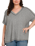 Hacci V-Neck Short Sleeve Shirt (1X/2X-2X/3X)