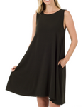 Sleeveless Flared Dress - Black (S-XL)