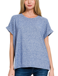 Hacci Melange Round Neck Short Sleeve Tee - Multiple Colors (S-L)